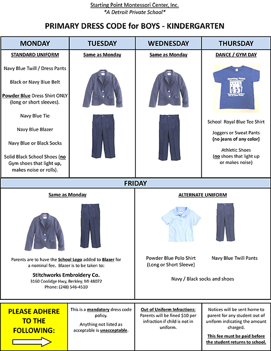 Dress Code Starting Point Montessori