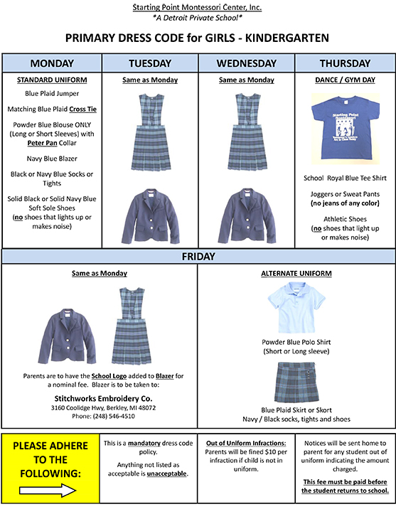 Dress Code Starting Point Montessori